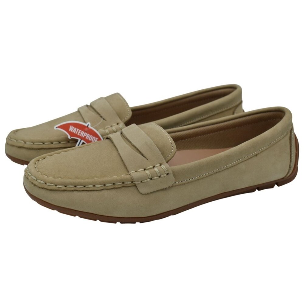Blondo‎ Womens Size 8.5 Shellby Sand Nubuck Waterproof Penny Loafers Shoes